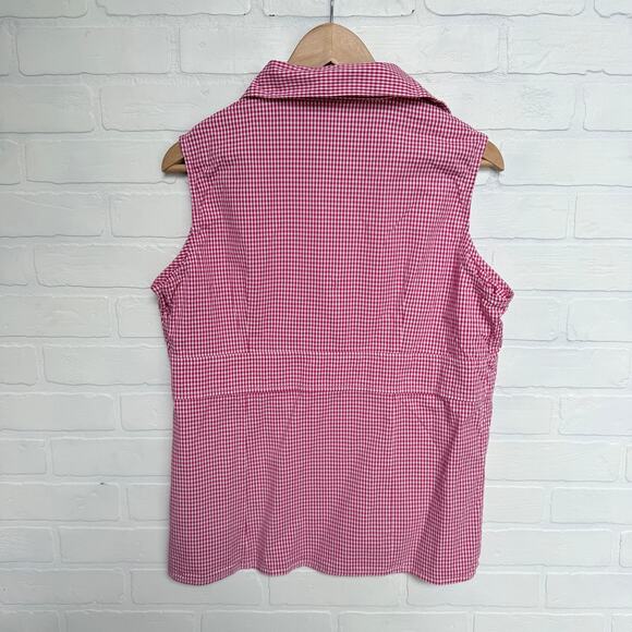 Classic Blues Vintage 90s Women's Pink White Gingham Vneck Sleeveless Top sz XL - Picture 2 of 5
